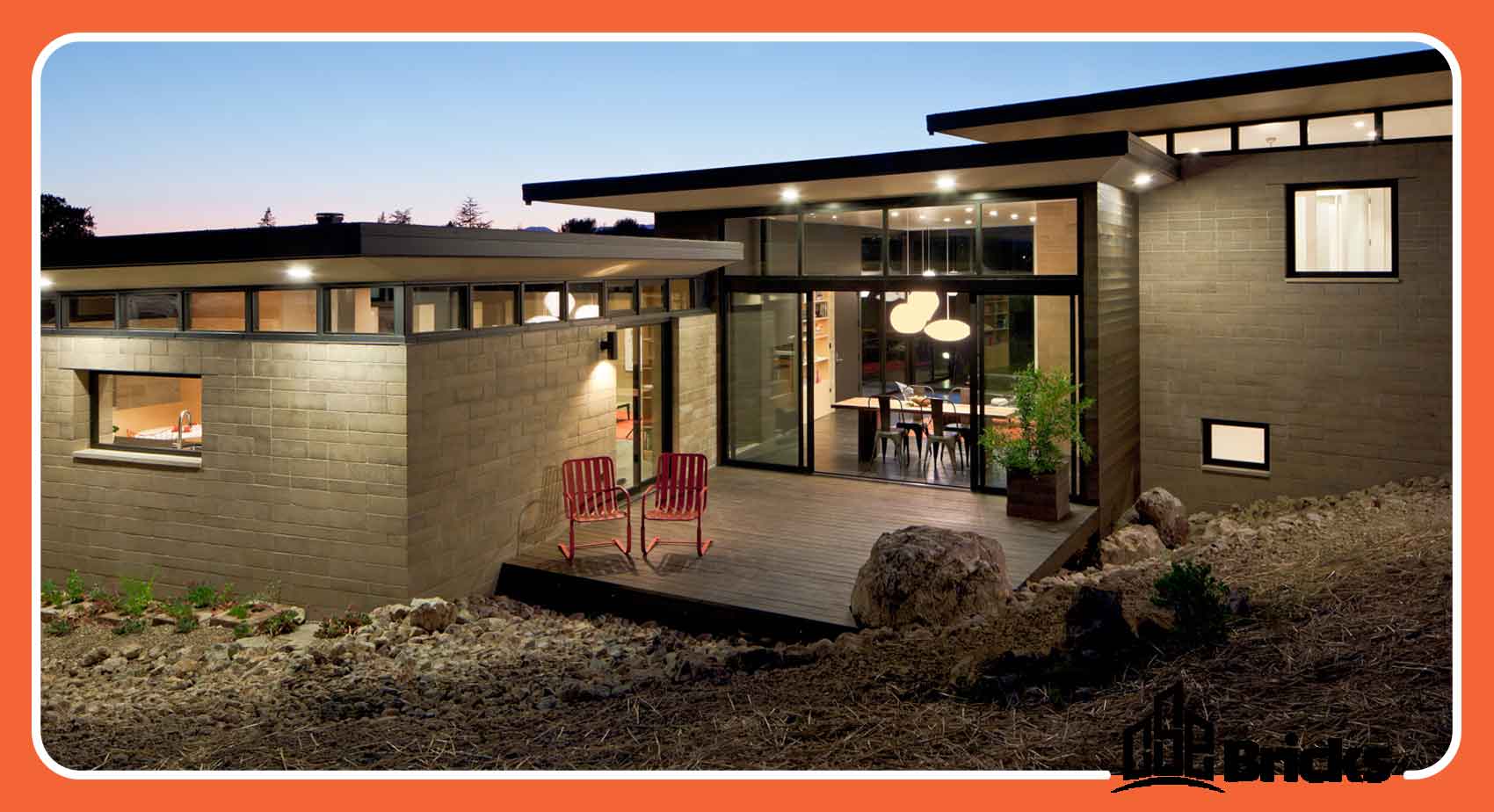 The facade of interlocking bricks